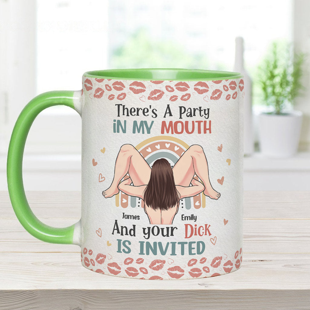 There Is A Party In My Mouth - Personalized Couple Accent Mug