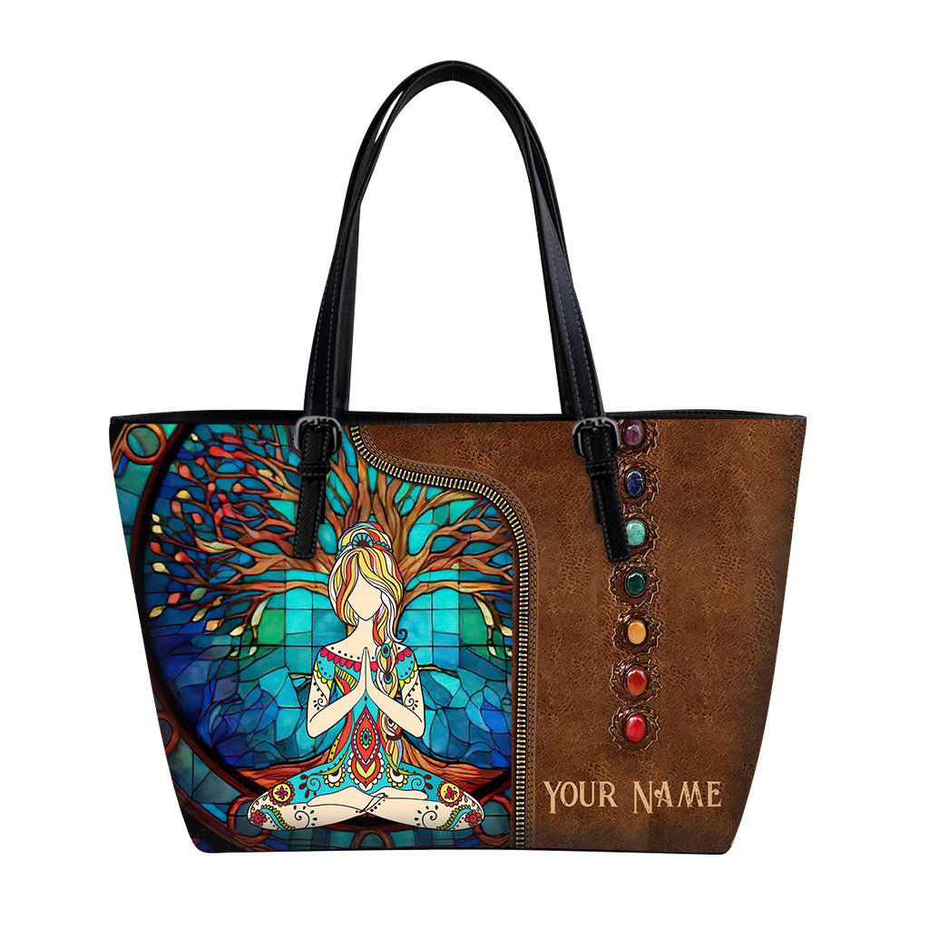 Namaste Green - Personalized Yoga Leather Bag