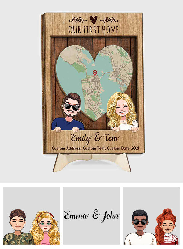 Our First Home - Personalized Housewarming 2 Layered Wood Sign / Wood Plaque