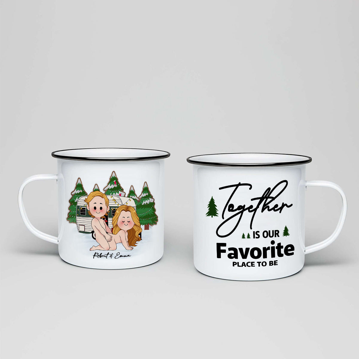 Together Is Our Favorite Place To Be - Personalized Camping Enamel Mug