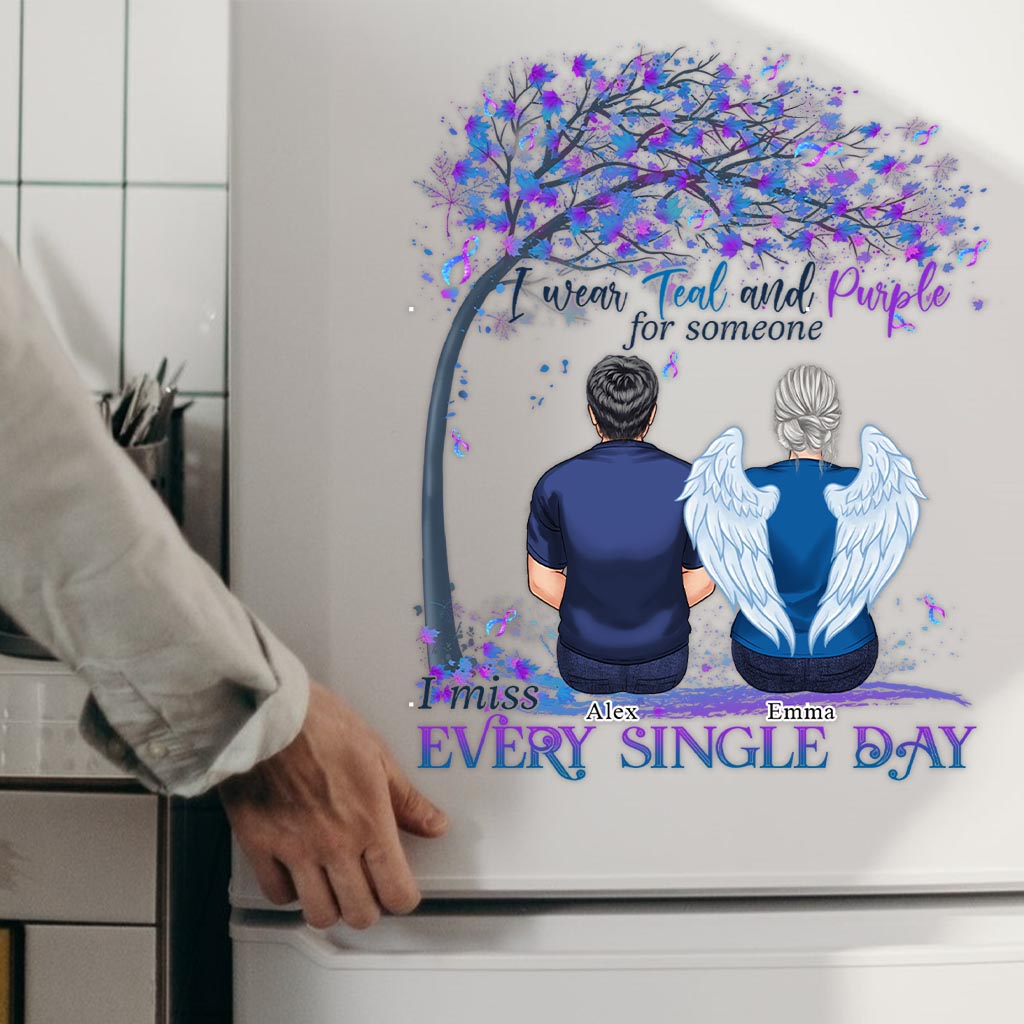 I Wear Teal And Purple - Personalized Suicide Prevention Decal Full
