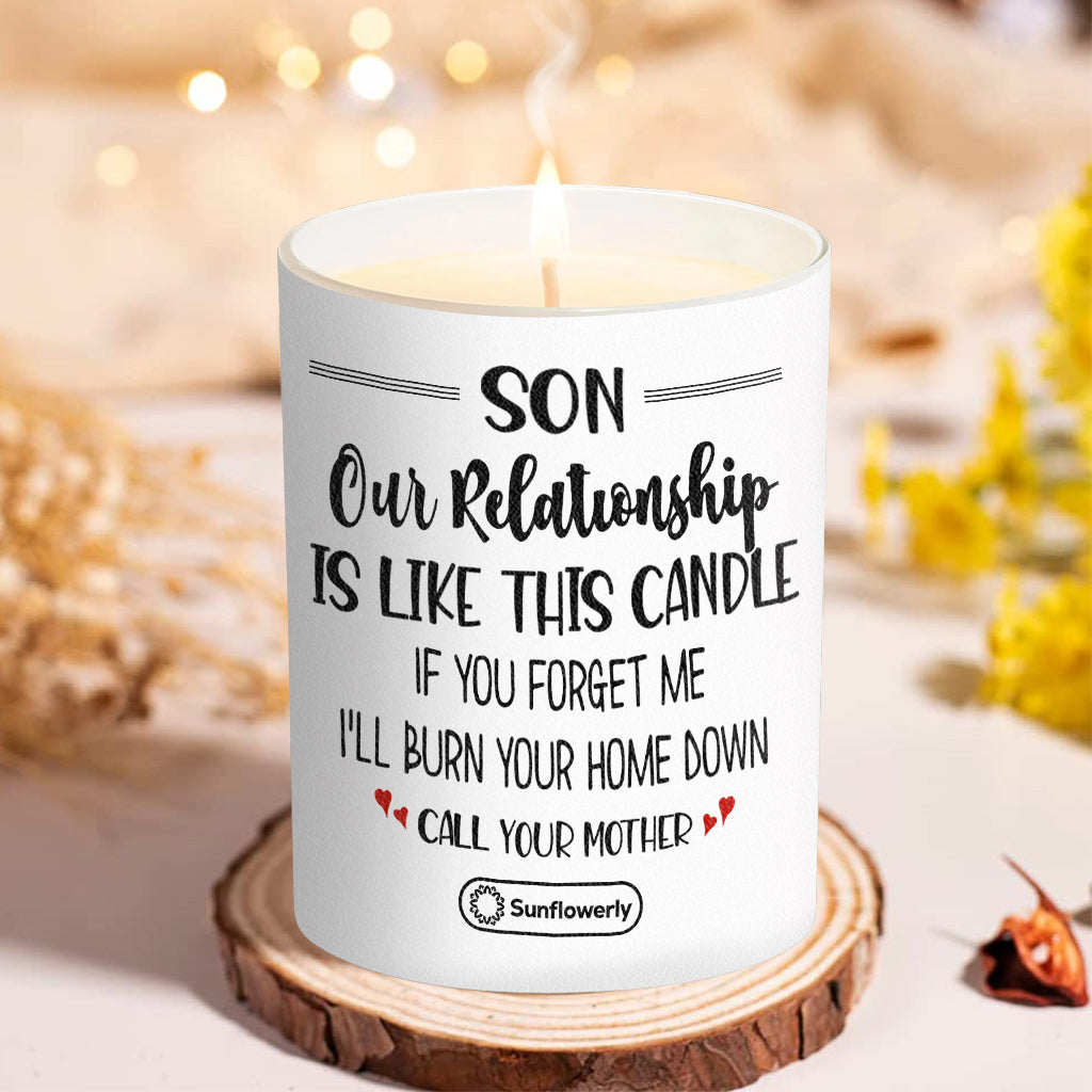Our Relationship Is Like This - Personalized Son Candle With Wooden Lid
