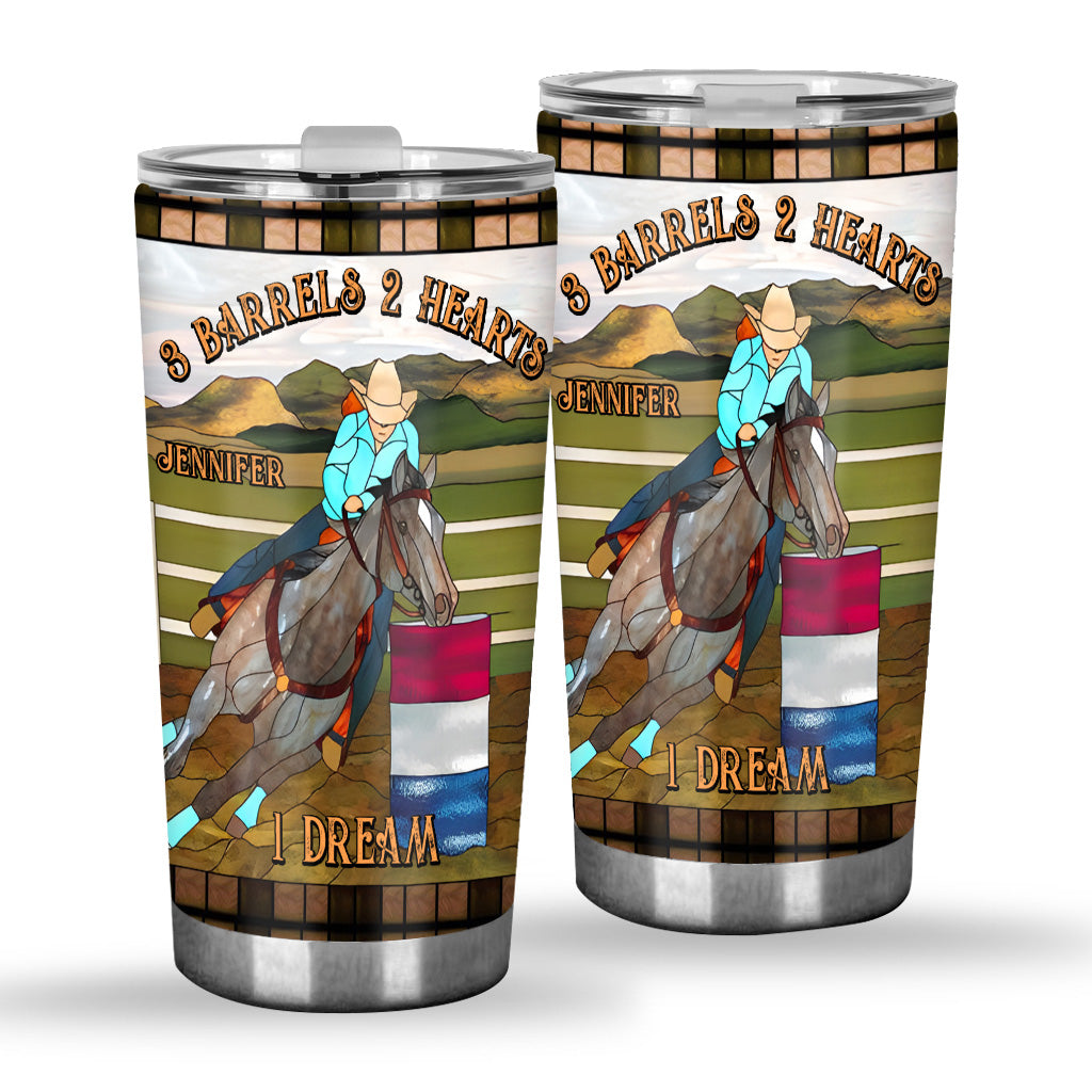 Gobelet personnalisé « 3 barils, 2 cœurs, 1 rêve » - Motif cheval