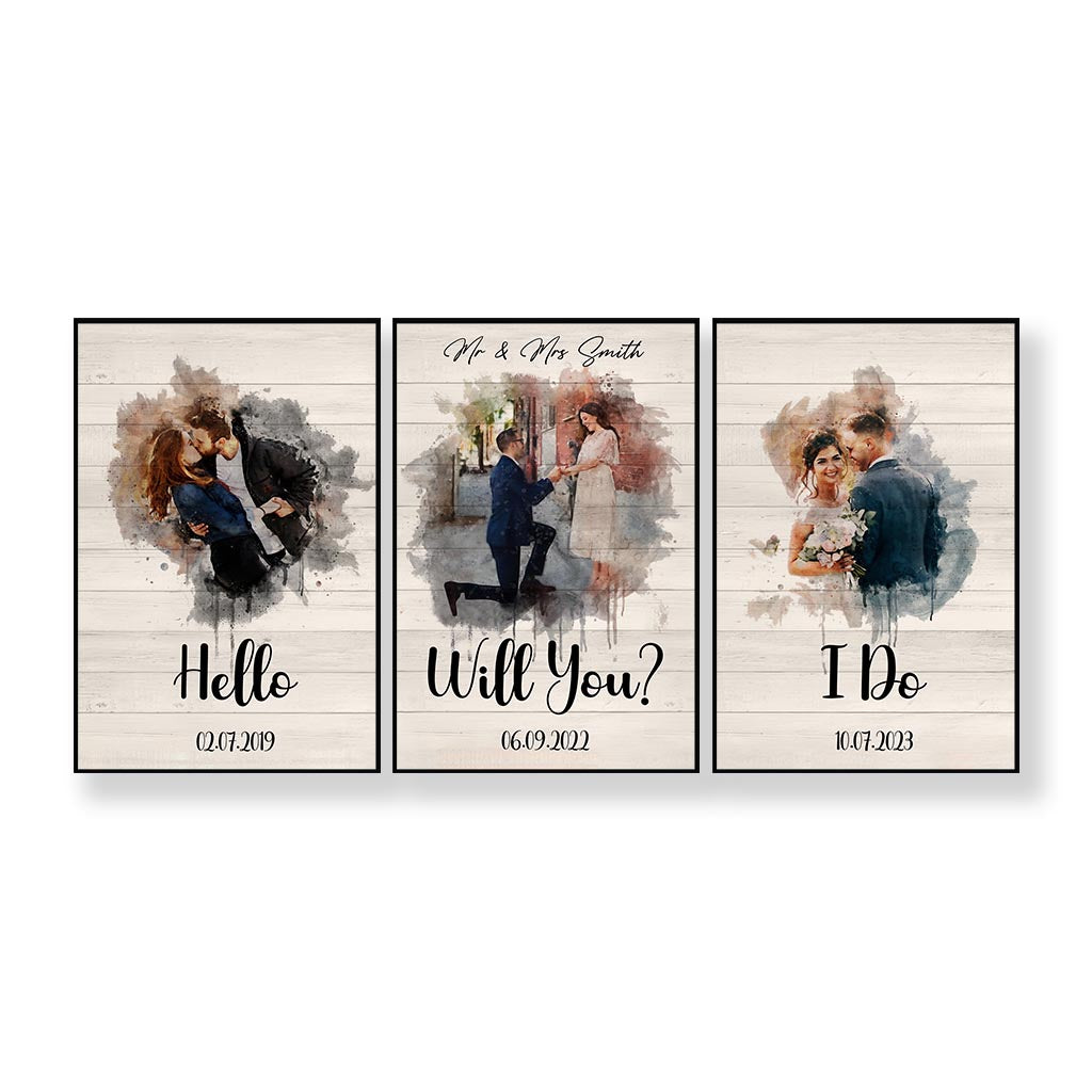 From Hello Till I Do - Personalized Husband And Wife Poster & Canvas Set