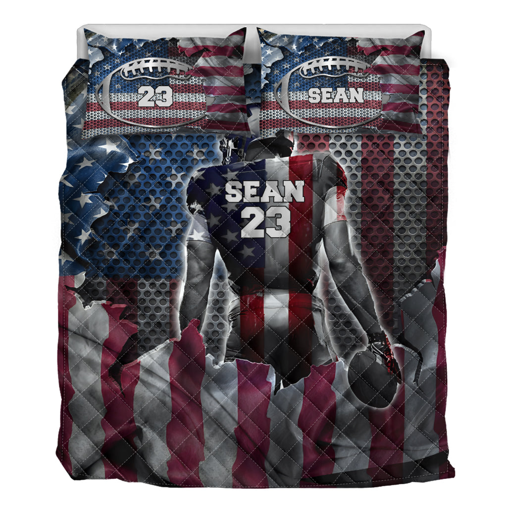 J'adore le football - Ensemble de courtepointe personnalisé sur le thème du football