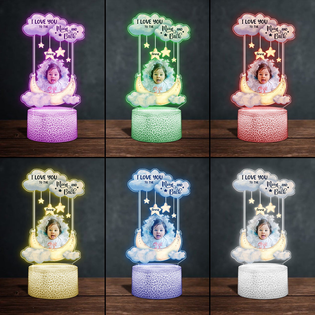 I Love You To The Moon And Back - Personalized Family Shaped Plaque Light Base