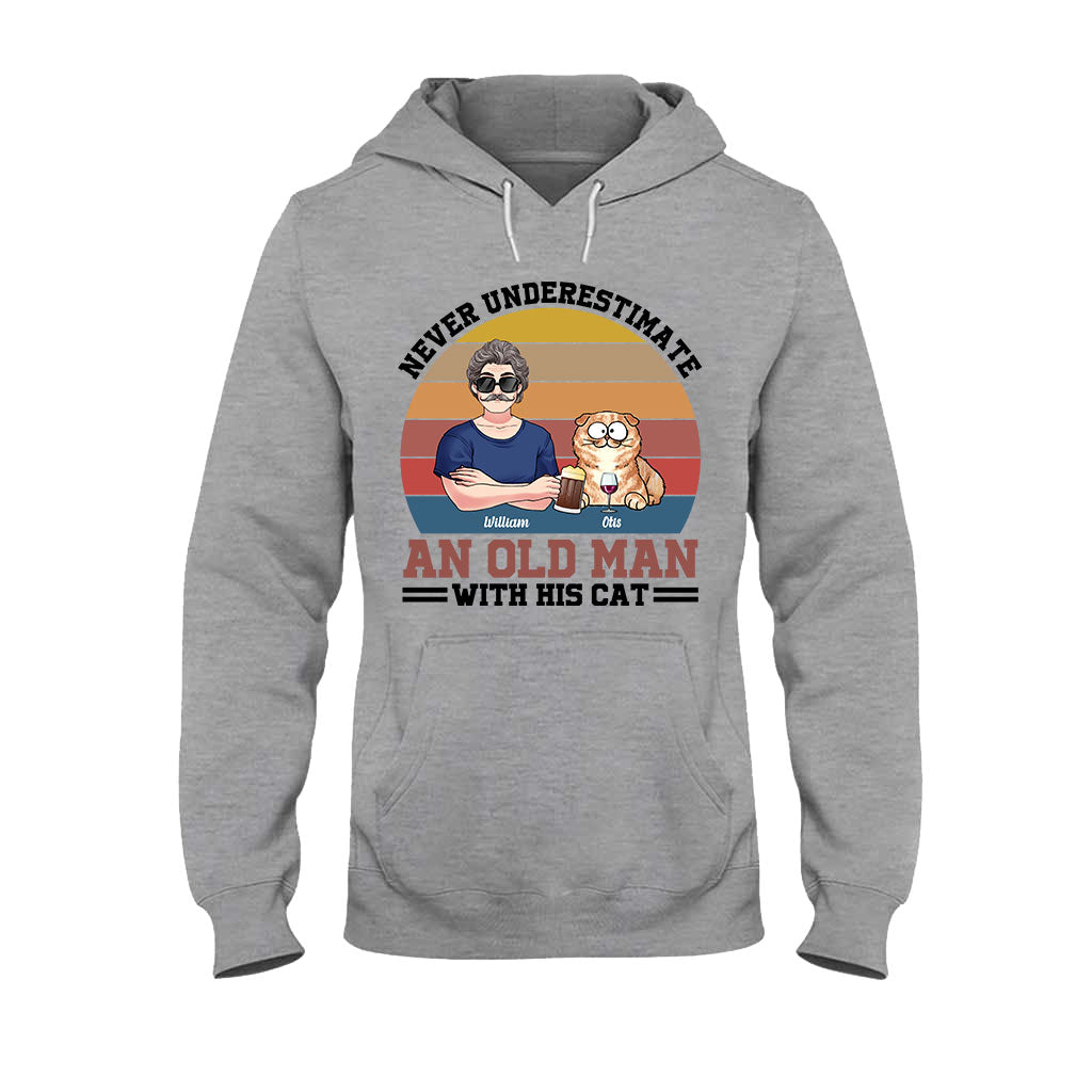 Never Underestimate An Old Man With His Cats - Personalized Cat T-shirt & Hoodie