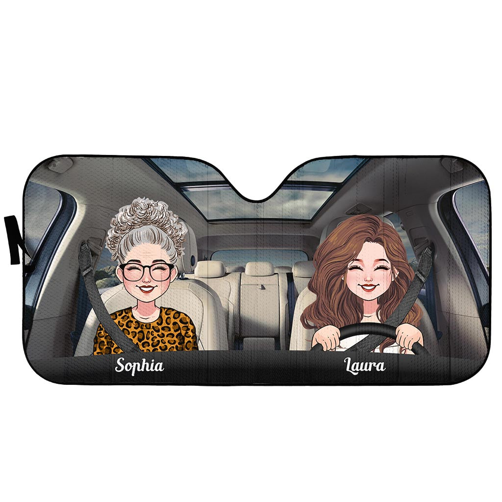 Adventure Awaits - Husband And Wife gift for wife, husband, girlfriend, boyfriend, mom, dad - Personalized Car Sunshade