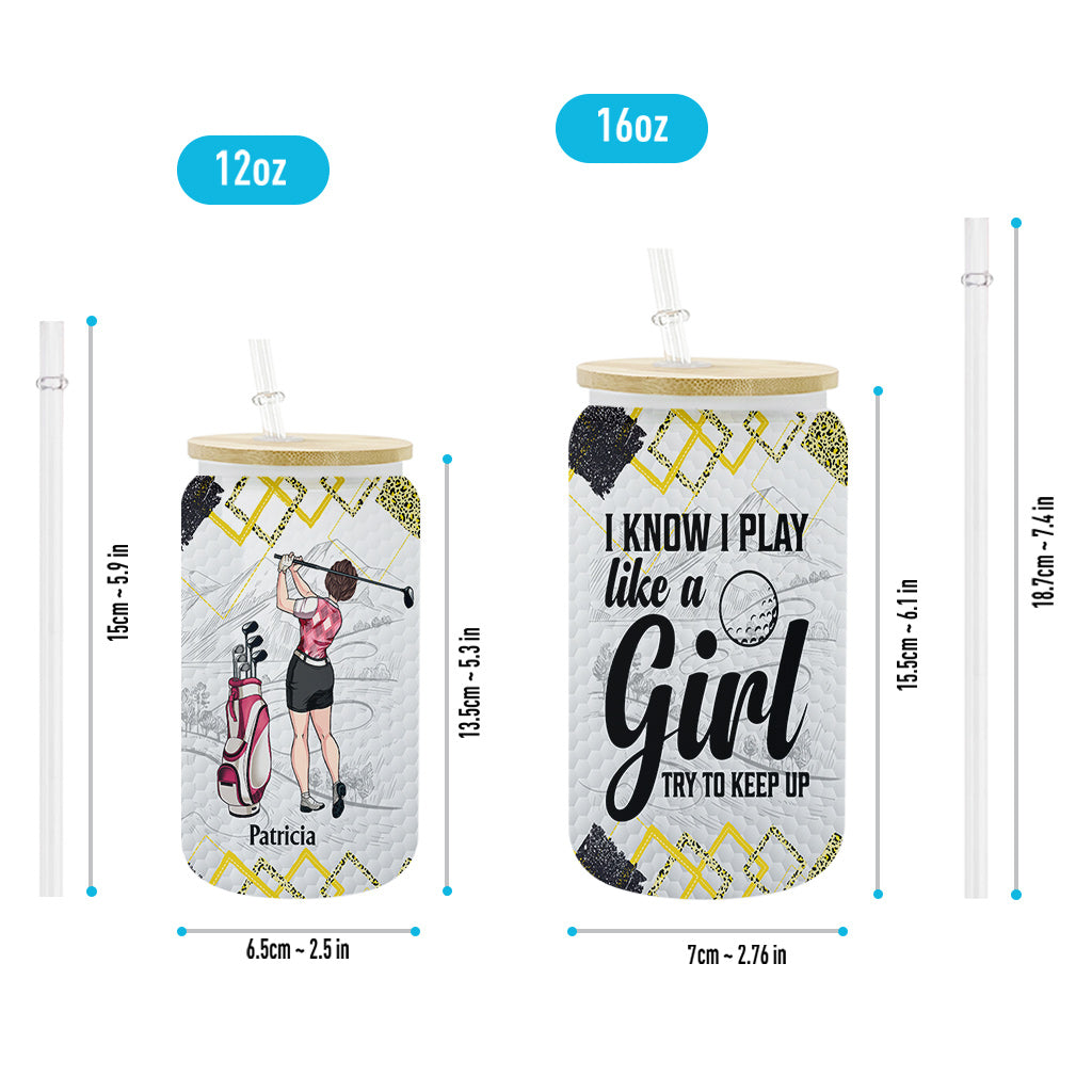 Golf Instruction - Golf gift for her, girlfriend, wife, daughter - Personalized Can Glass