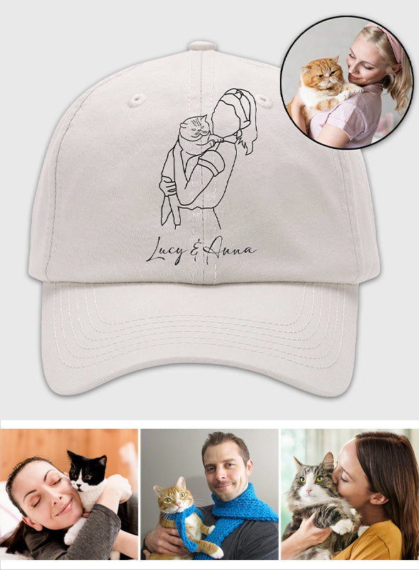 Casquette classique brodée avec photo personnalisée et chat