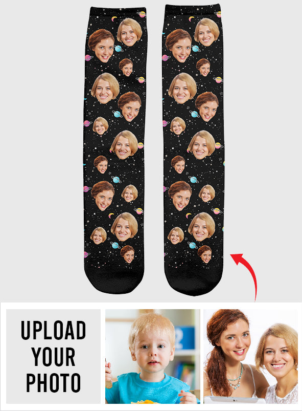 Custom Face Galaxy - Personalized Bestie Socks