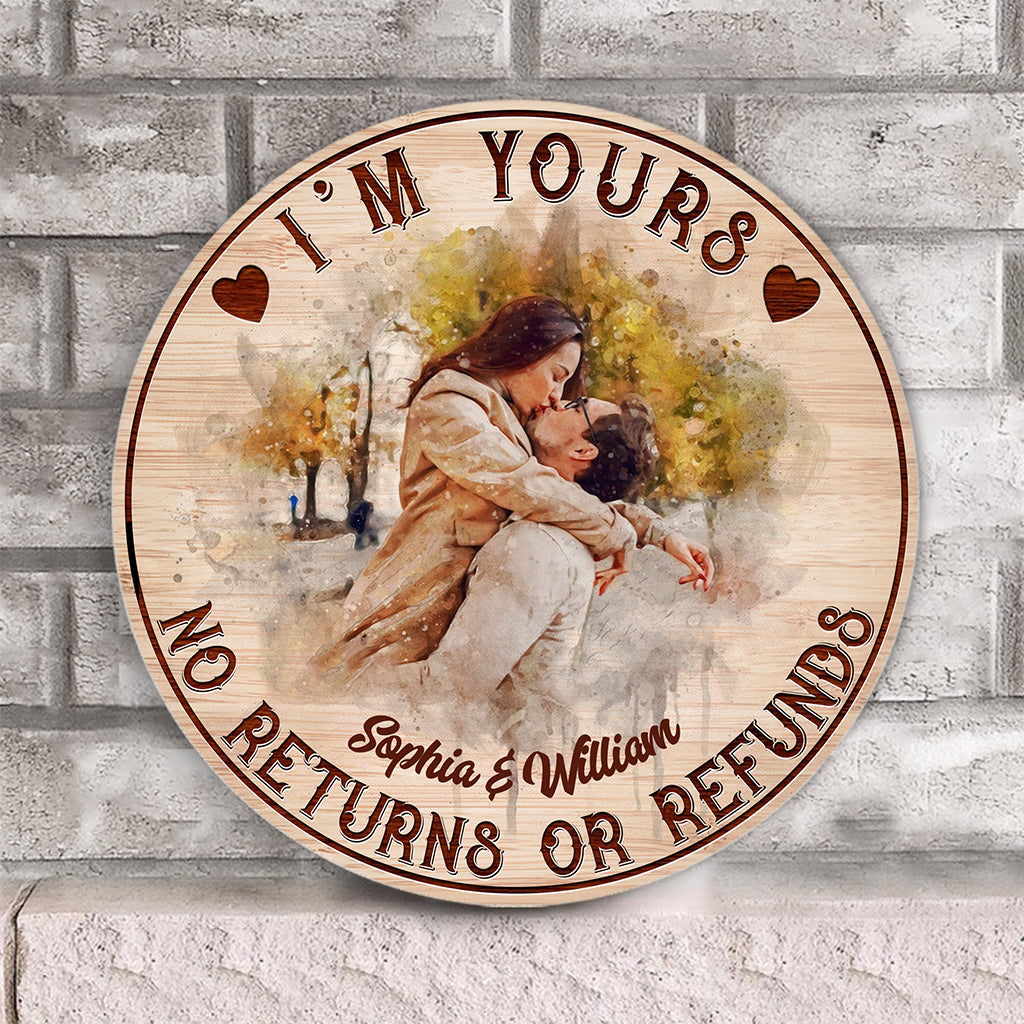 I’m Yours - Personalized Couple Round Wood Sign