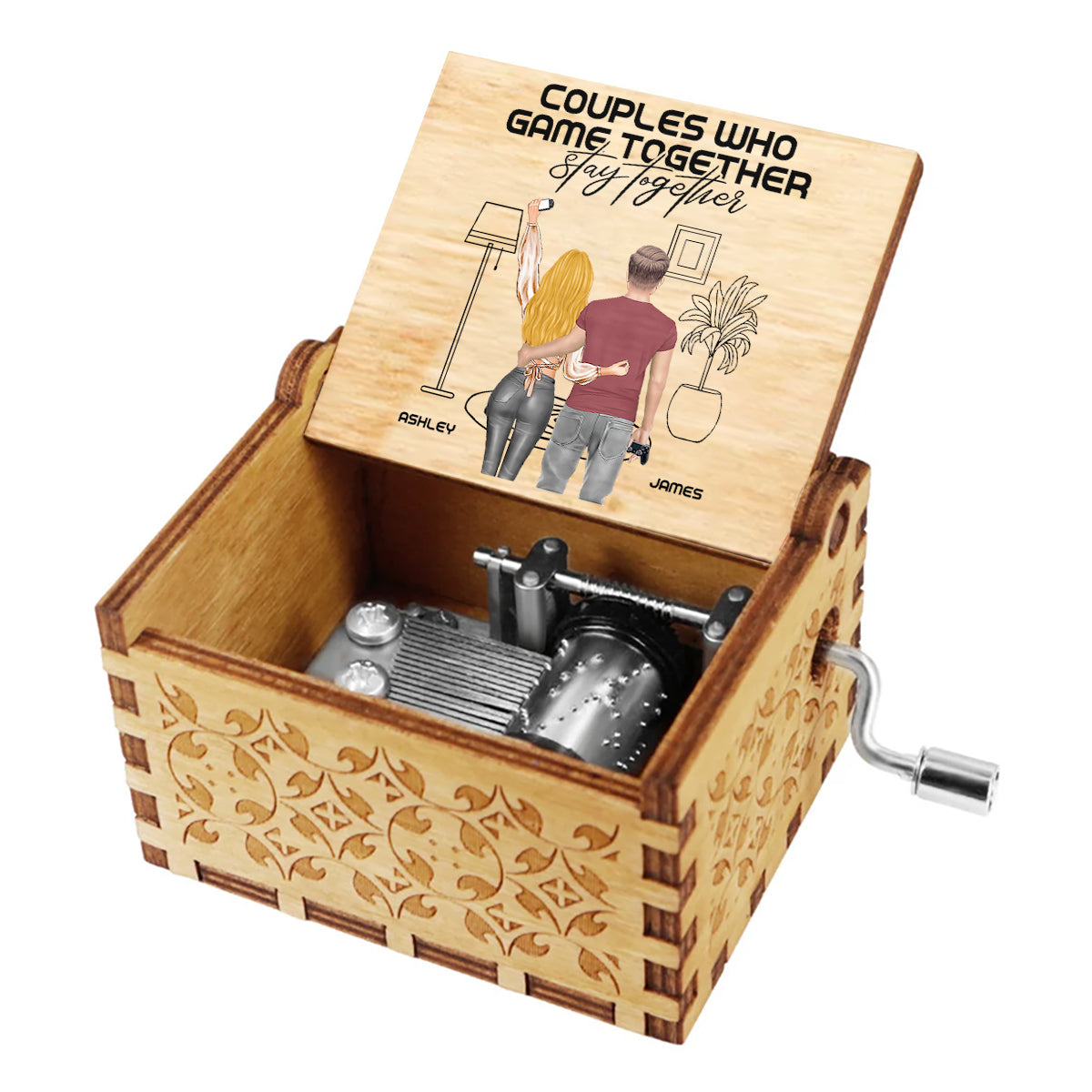 Couples Who Game Together Stay Together - Personalized Video Game Hand Crank Music Box