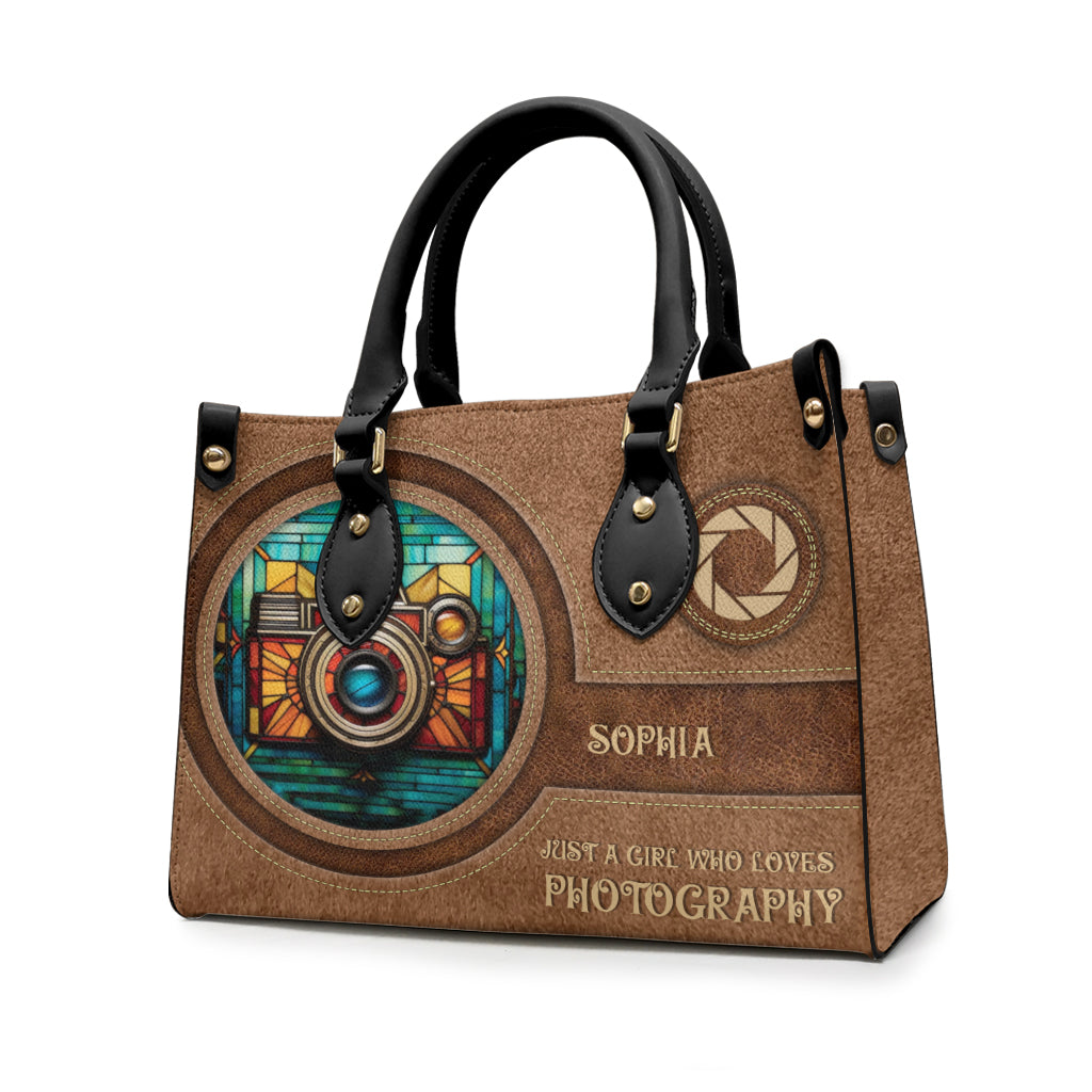 Just A Girl Who Loves Photography - Personalized Photography Leather Handbag