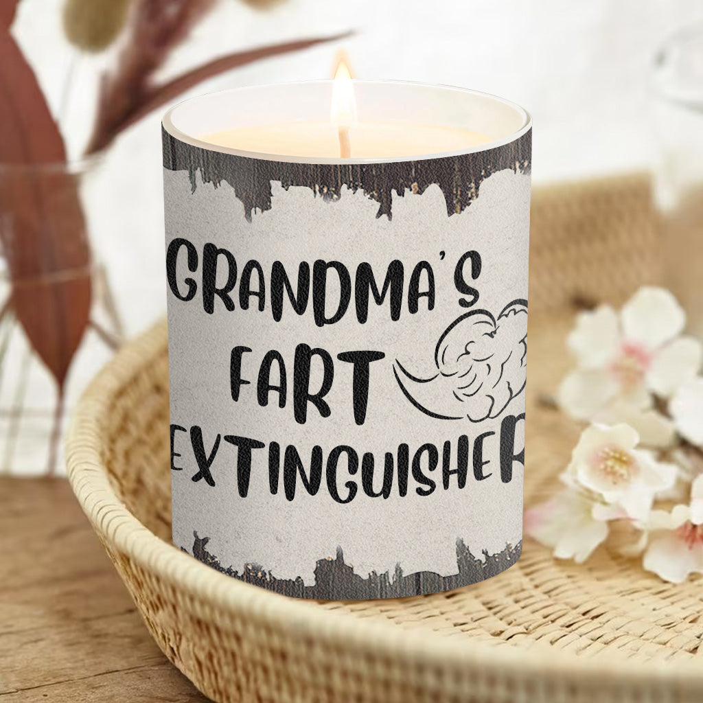 Fart Extinguisher - Gift for dad, grandma, grandpa, mom, uncle, aunt, son, daughter, brother, sister, granddaughter, grandson, husband, wife, boyfriend, girlfriend, friend - Personalized Candle With Wooden Lid