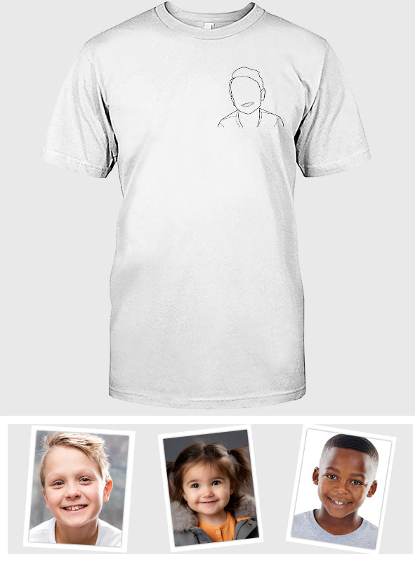 Custom Line Art - Personalized Kid Embroidered T-shirt