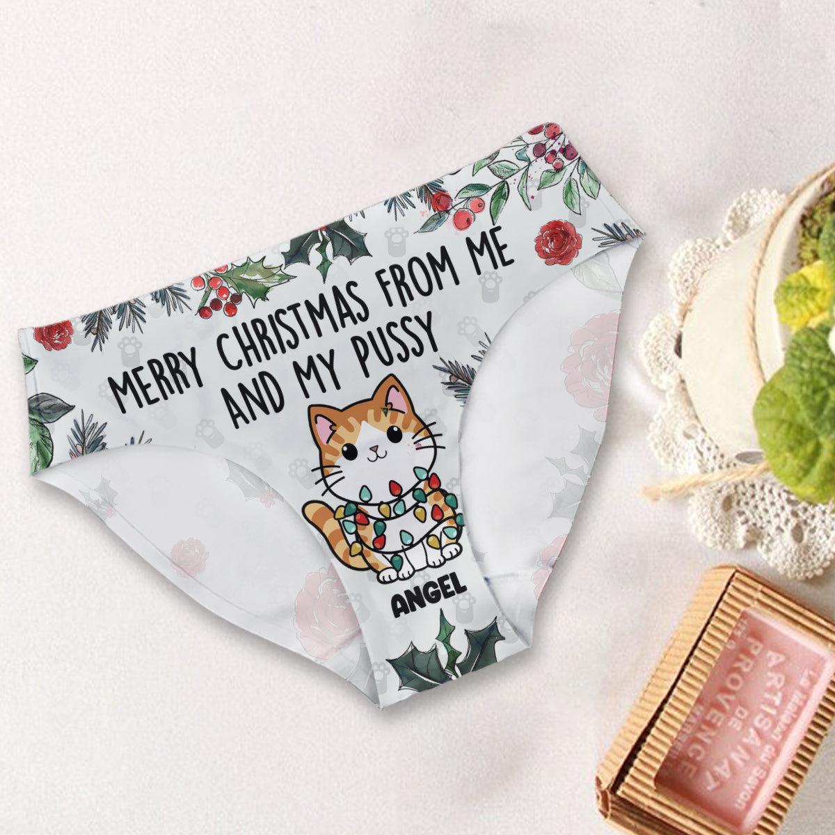 Merry Christmas From Me And My Pussy - Personalized Cat Women Briefs