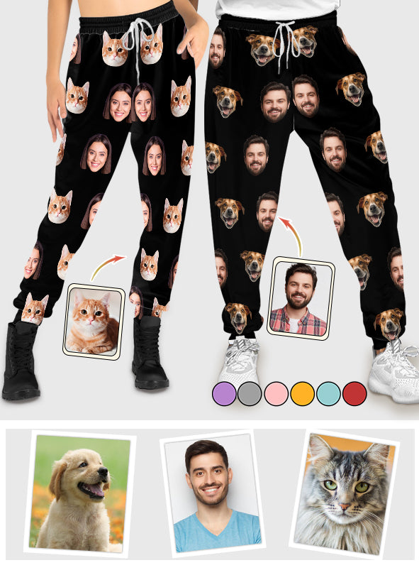 Custom Photo Unisex Sweatpants - Gift for cat lovers, anyone, cat lover, dog lover - Personalized Unisex Sweatpants