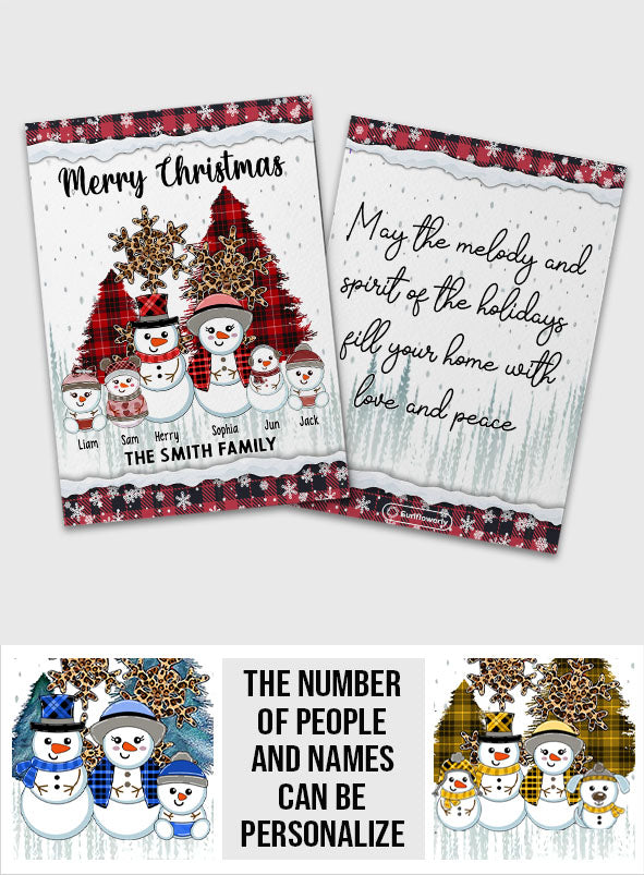 Merry Christmas Snowman - Personalized Family Greeting Card