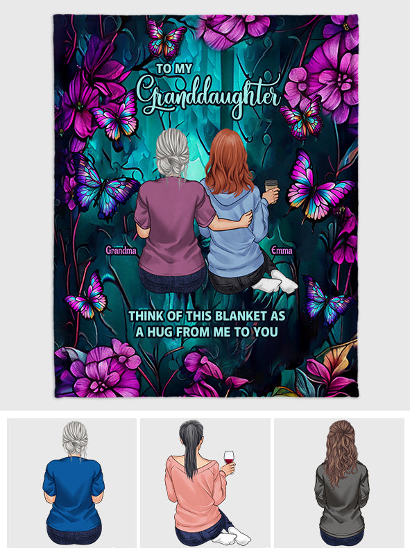 Teal And Purple Butterfly Blanket - Gift for daughter, granddaughter - Personalized Blanket