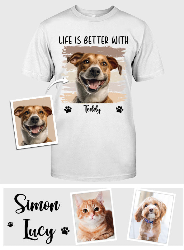 La vie est plus belle avec un animal de compagnie - T-shirt et sweat à capuche personnalisés pour chien