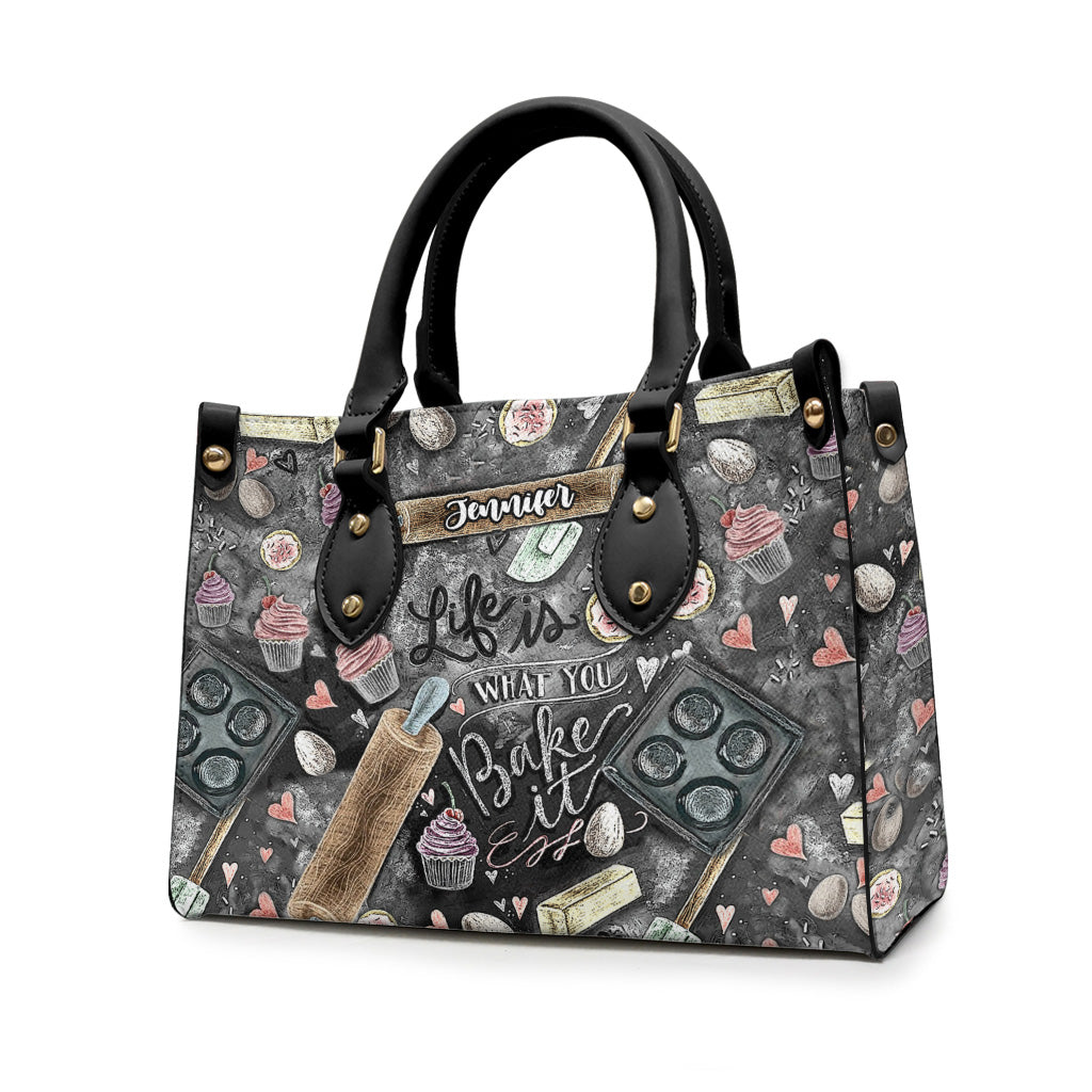 Life Is What You Bake It - Personalized Baking Leather Handbag
