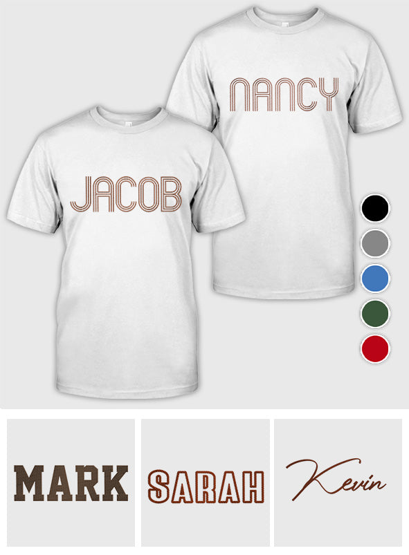 Custom Name - Personalized Couple Embroidered T-shirt