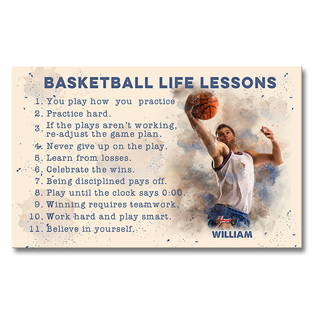 Basketball-Lebenslektionen – Personalisierte Basketball-Leinwand und Poster