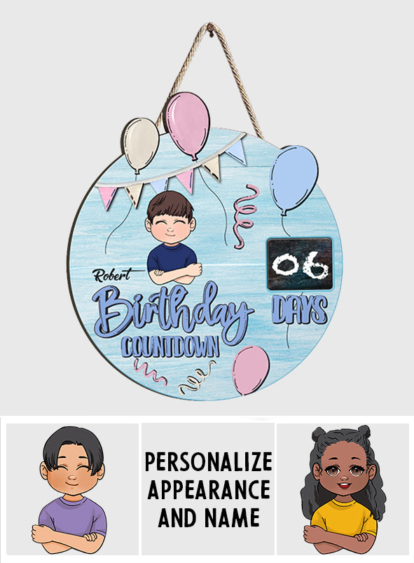 Birthday Countdown - Personalized Family Wood Sign