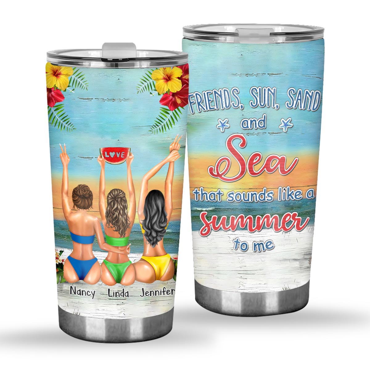Je t'aime jusqu'à la plage et retour - Cadeau pour ma meilleure amie - Gobelet personnalisé