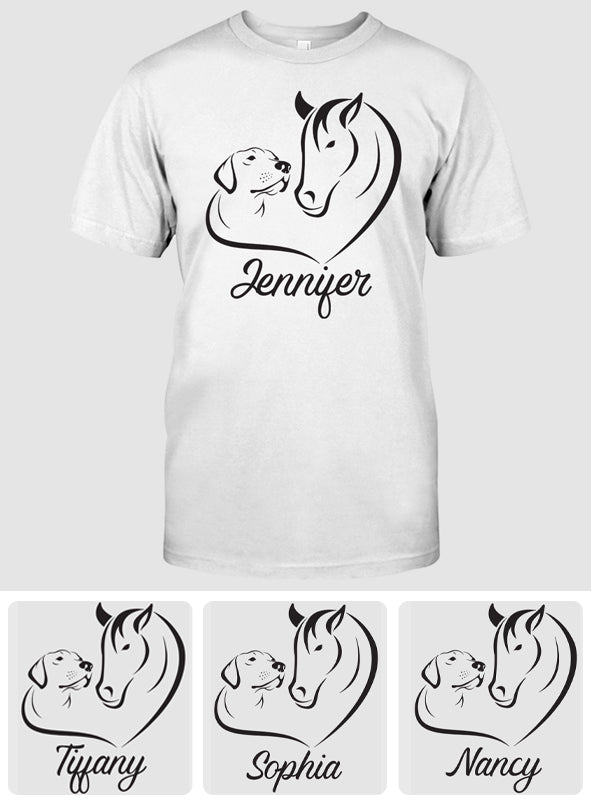 T-shirt et sweat à capuche personnalisés avec motif cheval et chien