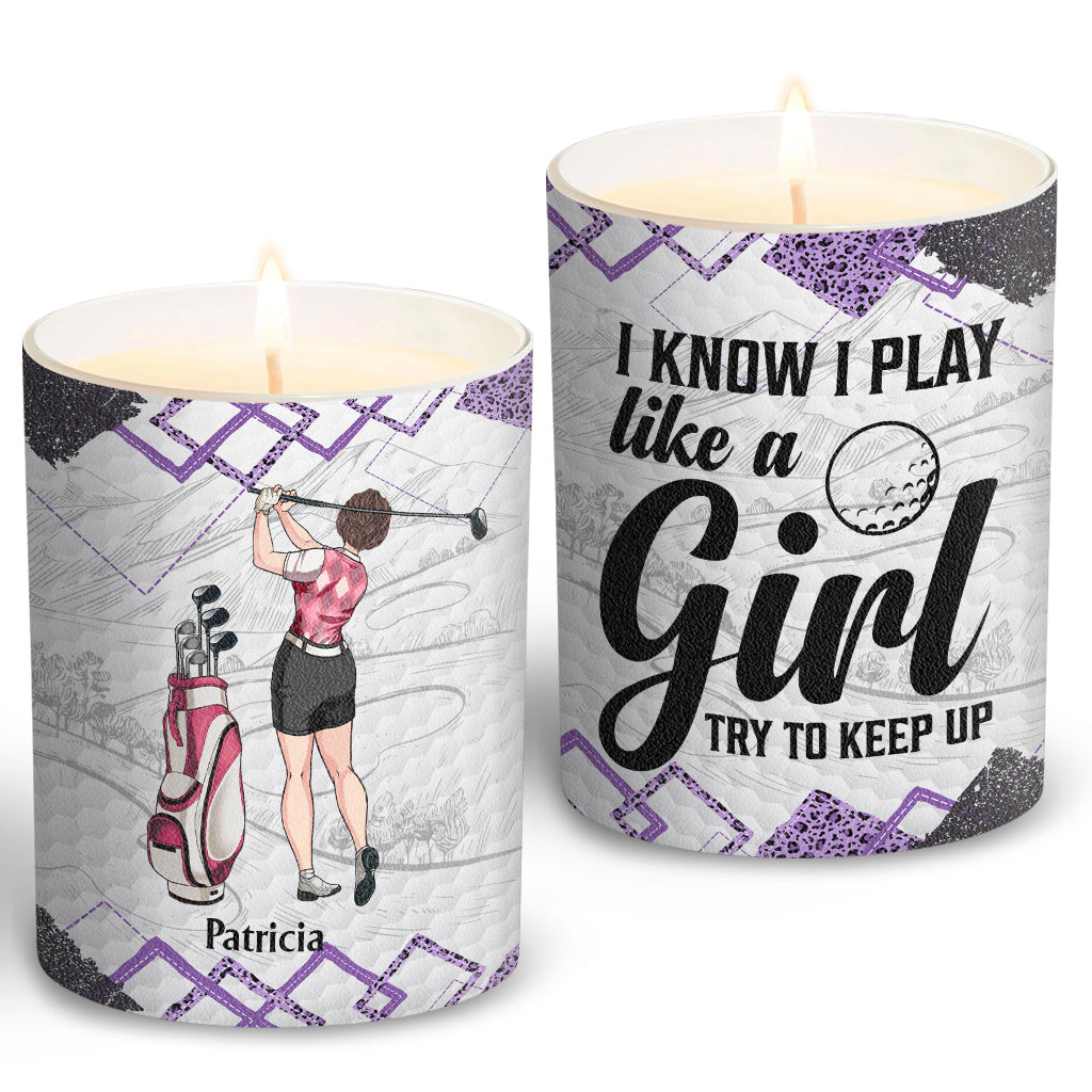Golf Instruction - Golf gift for her, girlfriend, wife, daughter - Personalized Candle With Wooden Lid