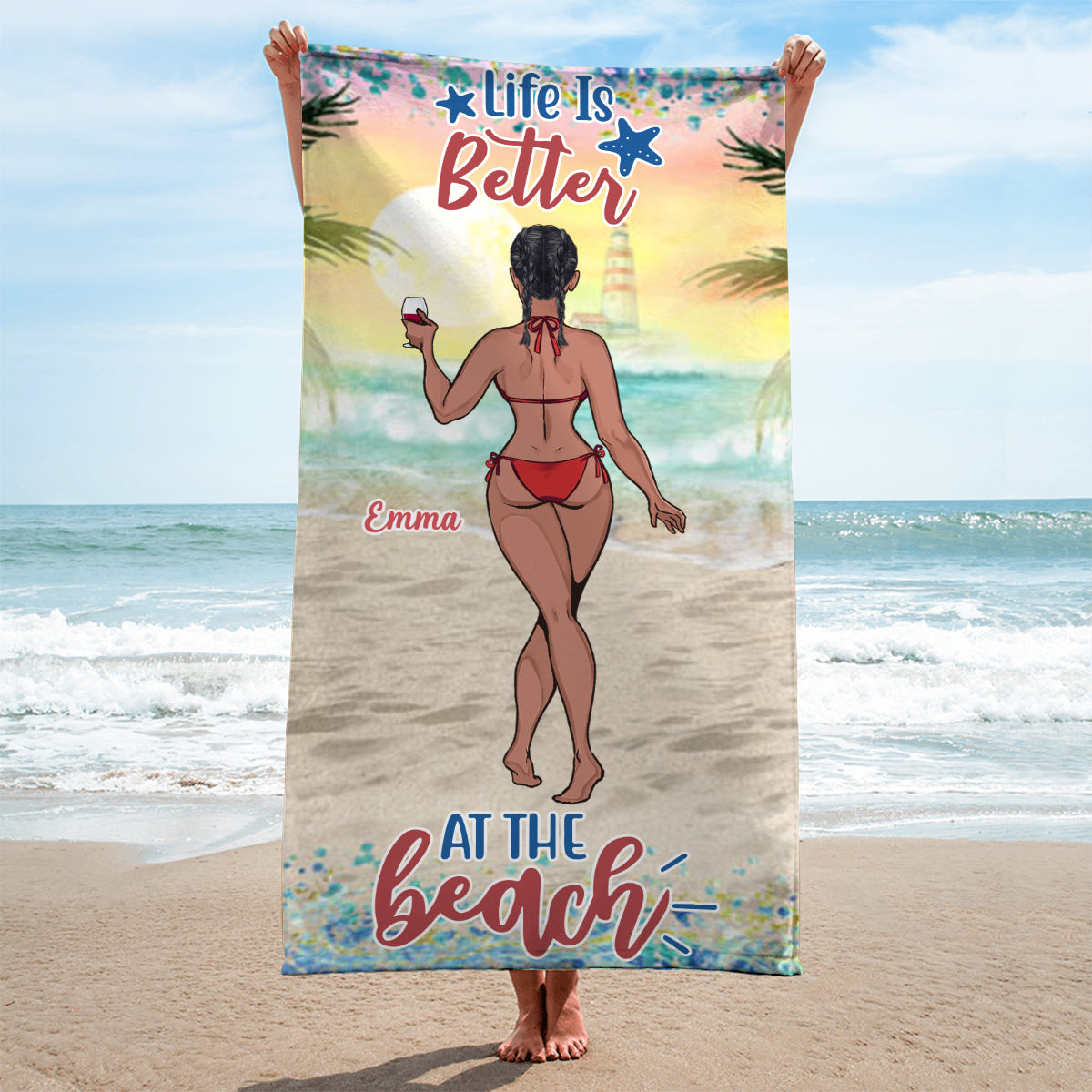 Sandy Toes Sun Kissed Nose - Sea Lover gift for friend, sister, girlfriend, wife, mom - Personalized Beach Towel