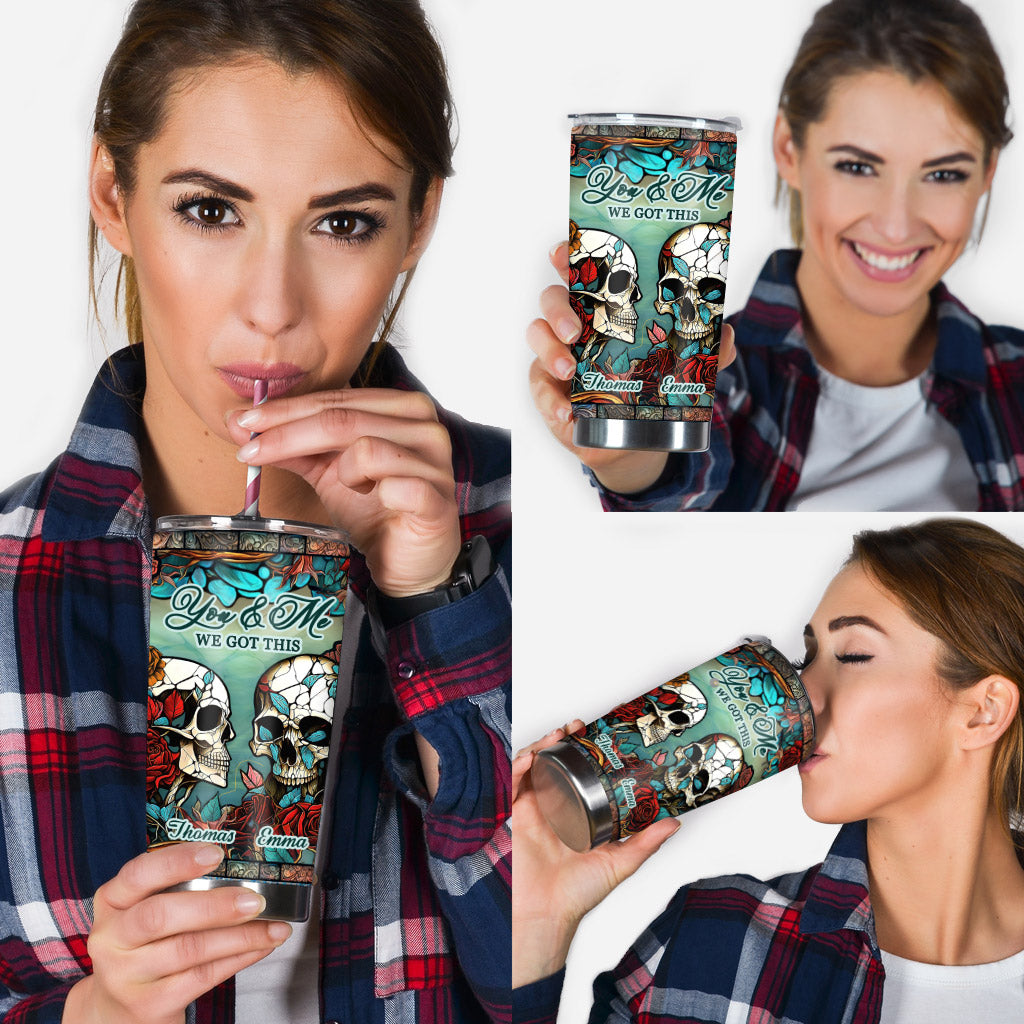 Skull Couple - Skull gift for husband, wife, boyfriend, girlfriend - Personalized Tumbler
