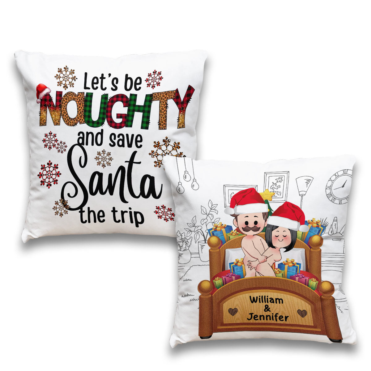 Let's Be Naughty - Personalized Couple Throw Pillow