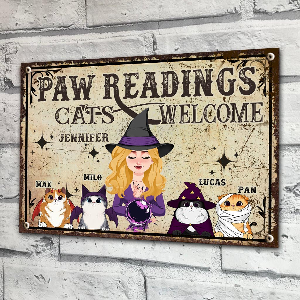 Paws Reading - Personalized Witch Rectangle Metal Sign