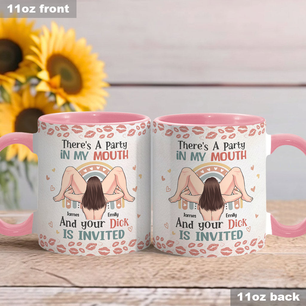 There Is A Party In My Mouth - Personalized Couple Accent Mug