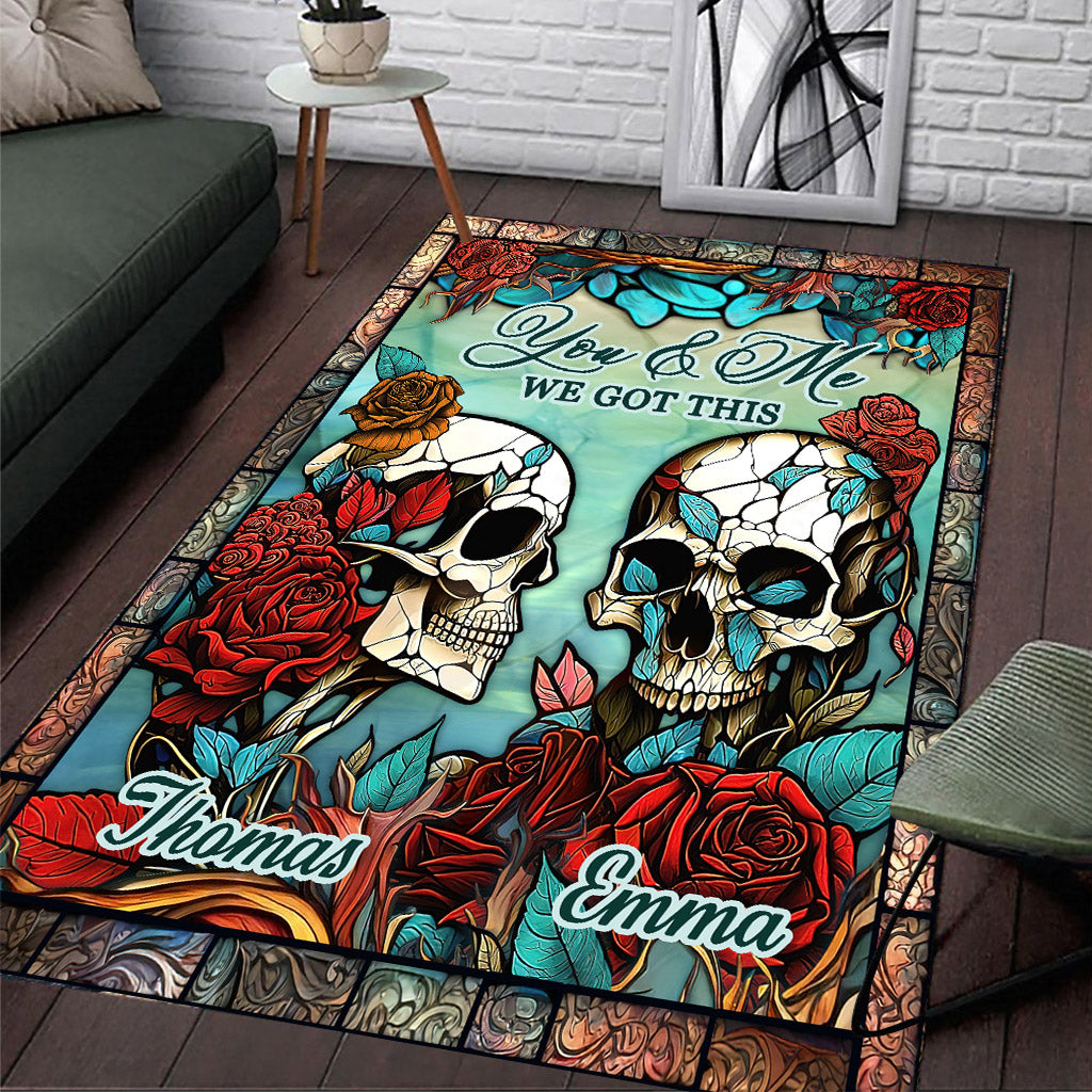 Skull Couple - Skull gift for husband, wife, boyfriend, girlfriend - Personalized Rug