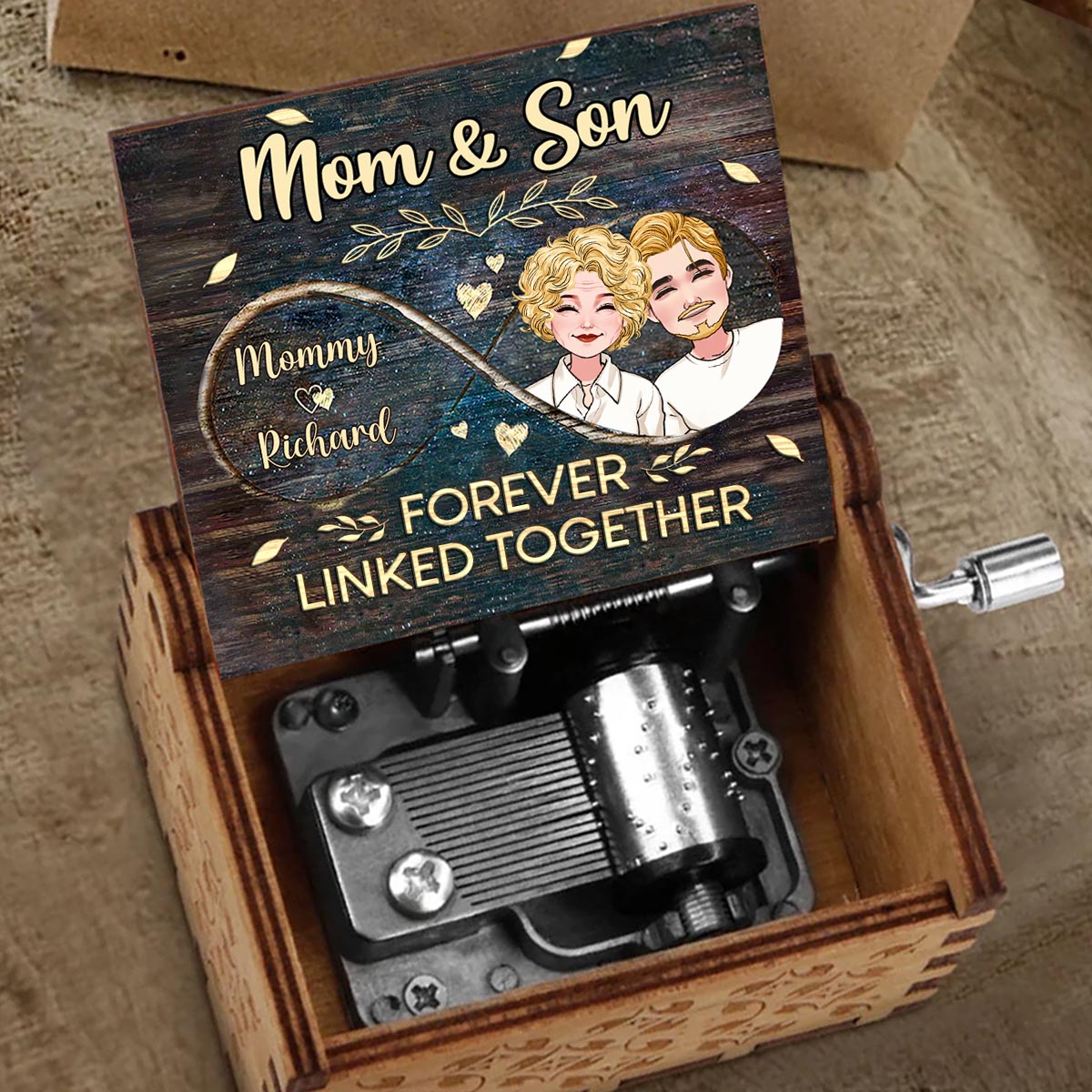 Side By Side - Gift for mom, grandma, daughter, son, granddaughter, grandson - Personalized Hand Crank Music Box