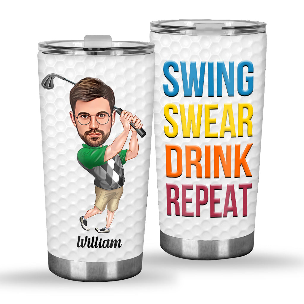 Swing Swear Drink Repeat - Personalized Golf Tumbler