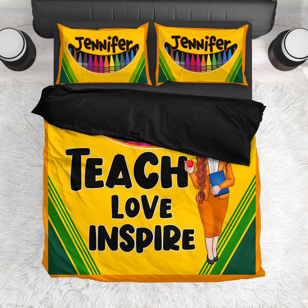 Teach Love Inspire - Personalized Teacher Bedding Set