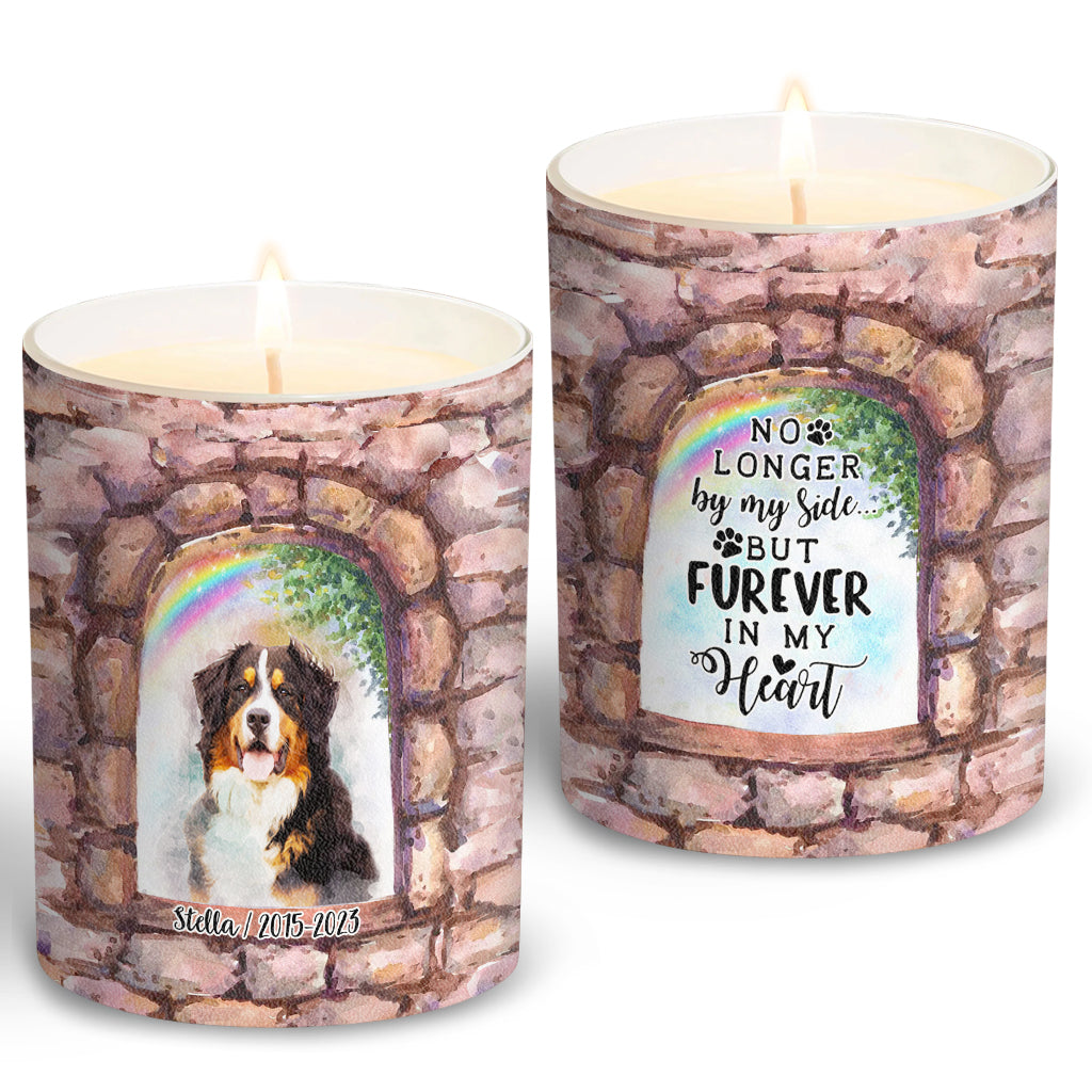 No Longer By My Side - Personalized Dog Candle With Wooden Lid
