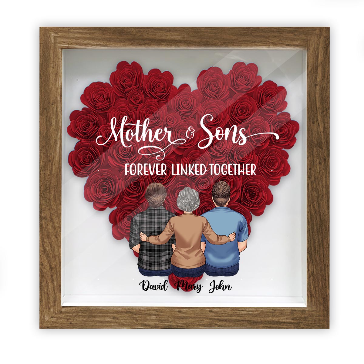 Mother And Daughters - Gift for mom, daughter, son - Personalized Flower Shadow Box
