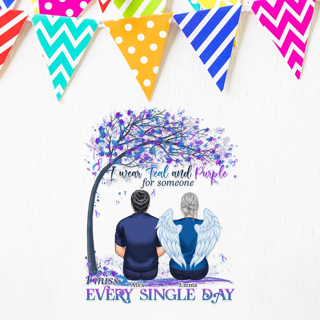 I Wear Teal And Purple - Personalized Suicide Prevention Decal Full