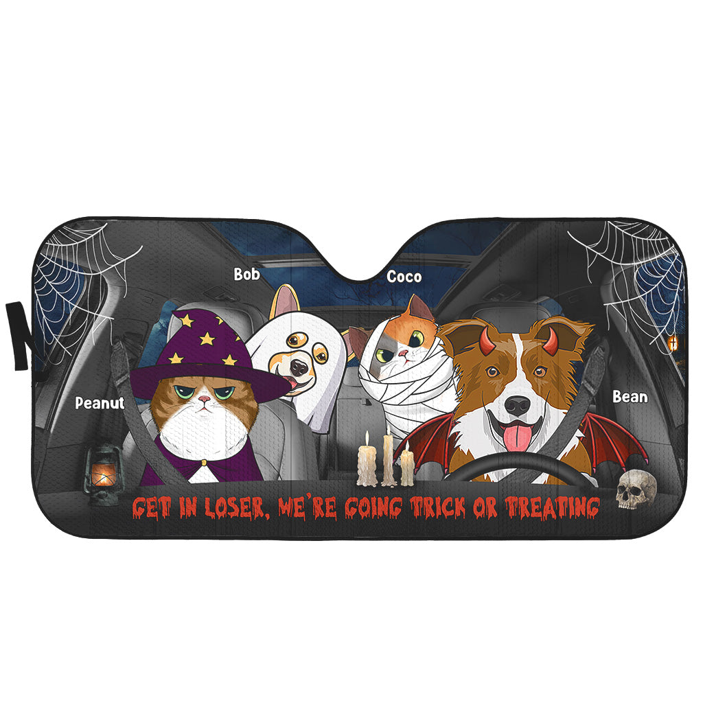 Get In Loser We're Going Trick Or Treating Dog/Cat - Personalized Dog Car Sunshade