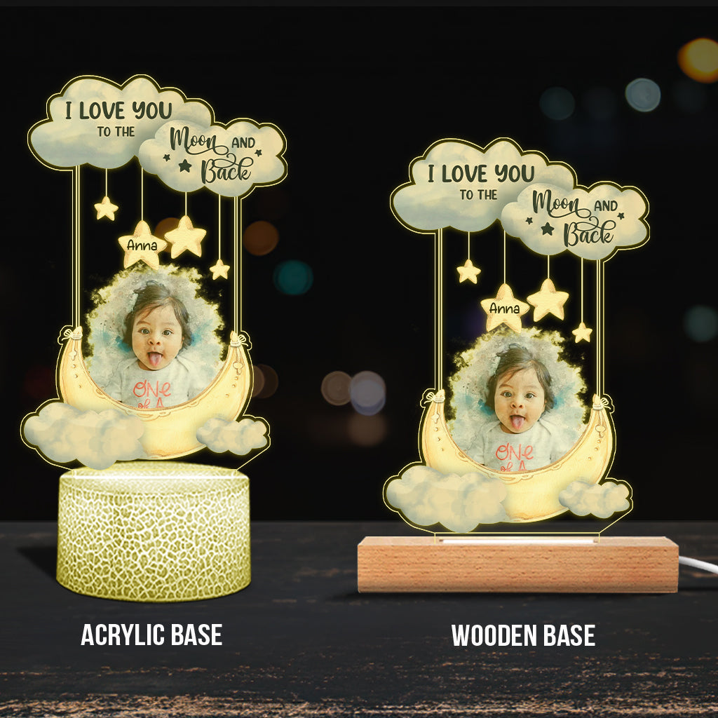 I Love You To The Moon And Back - Personalized Family Shaped Plaque Light Base