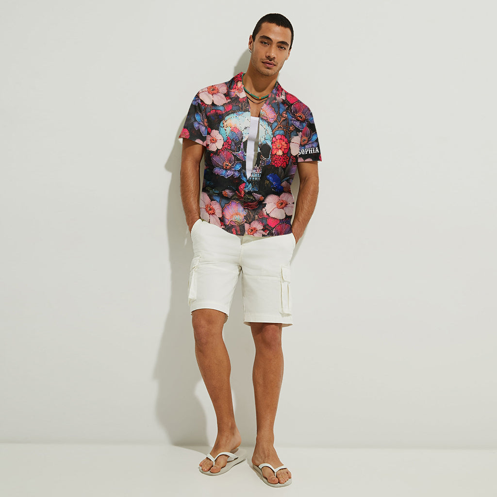 Floral Skull - Personalized Skull Hawaiian Shirt