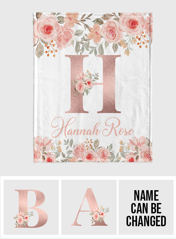 Floral Custom Name - Personalized granddaughter Blanket