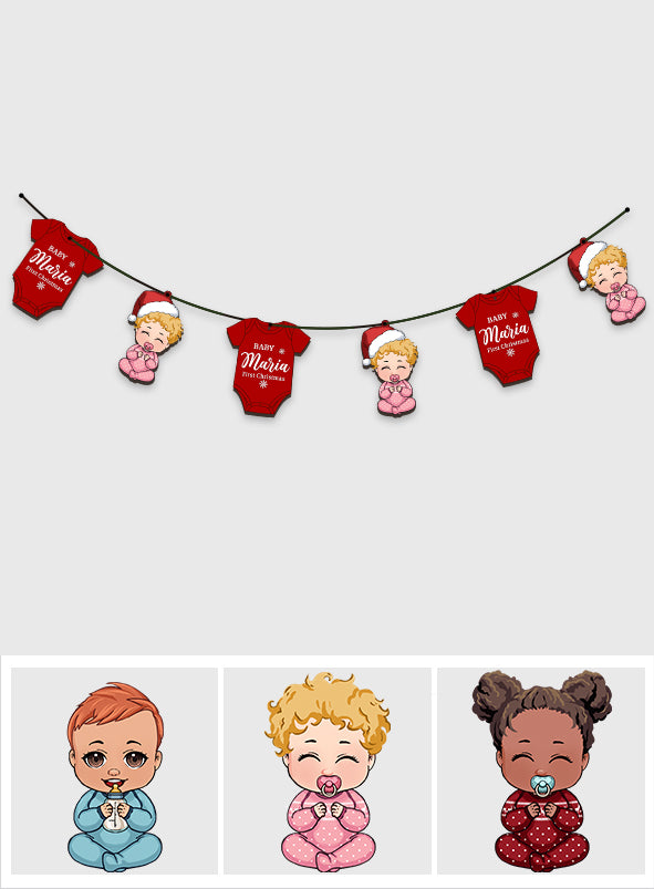 Baby 1st Christmas - Gift for Newborn - Personalized 6 Pieces Garland