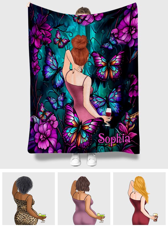 Just A Girl Who Loves Butterflies - Personalized Butterfly Blanket